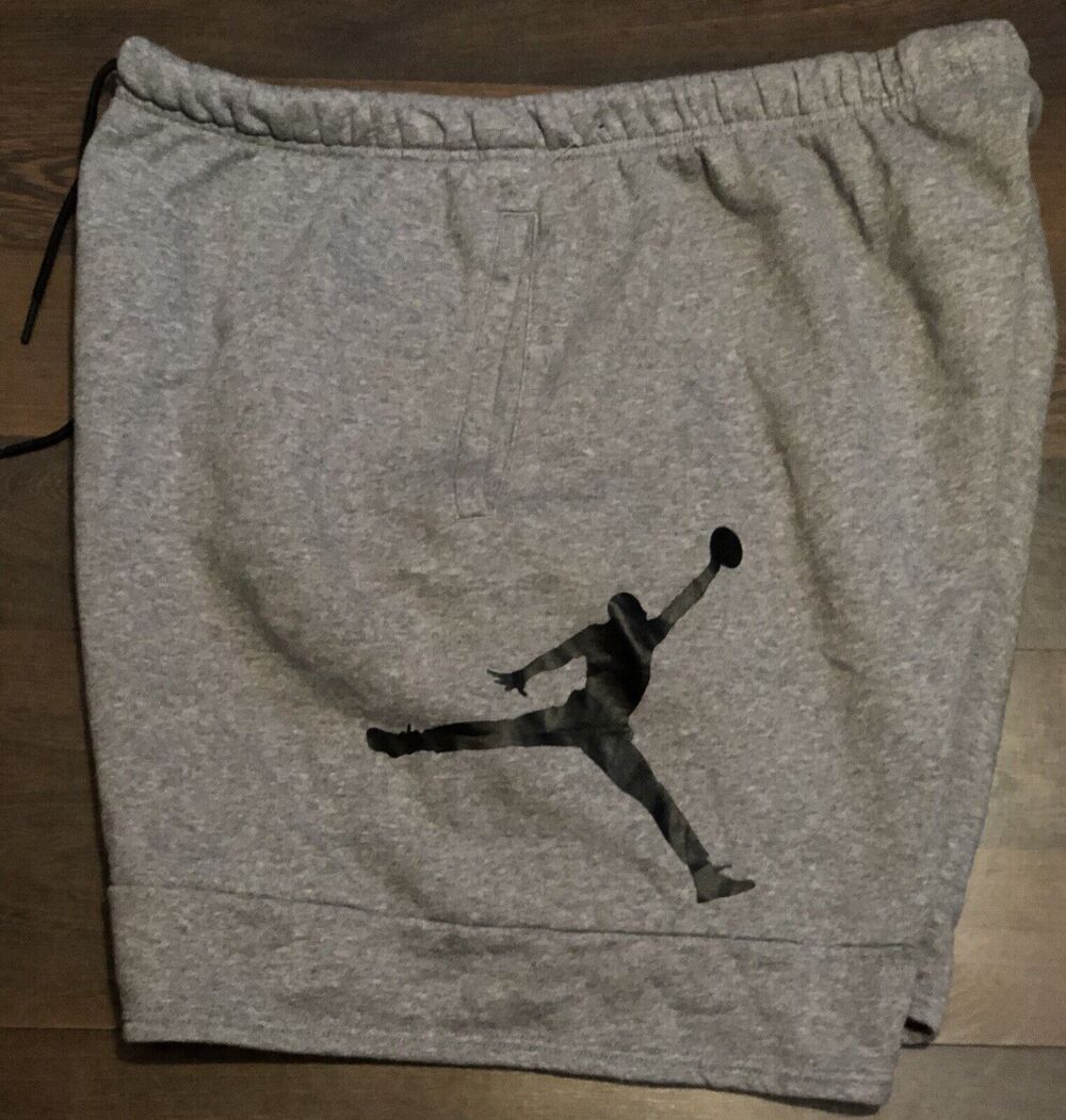 Men's Air Jordan Jumpman Grey Fleece Gym Shorts Training XXL~ Fast shipping!